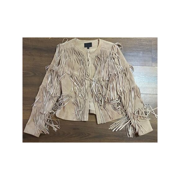 EUC Intermix Beige Suede Fringe Tiered Jacket Women’s Sz: Petite Boho Festival - Picture 6 of 15